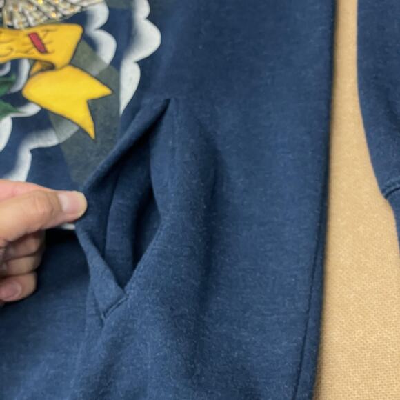 Avirex Hoodie Mens XL Blue Full Zip Graphic Eagle Rose Rhinestone Embellished - Picture 6 of 14